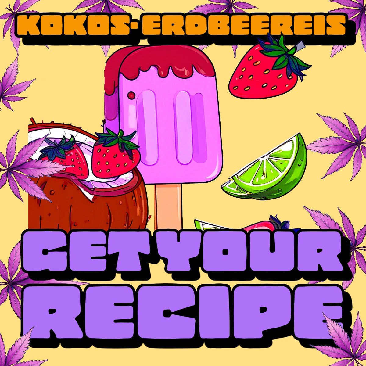 💚🍃 Kokos-Erdbeer-Limetteneis – Rezept PDF